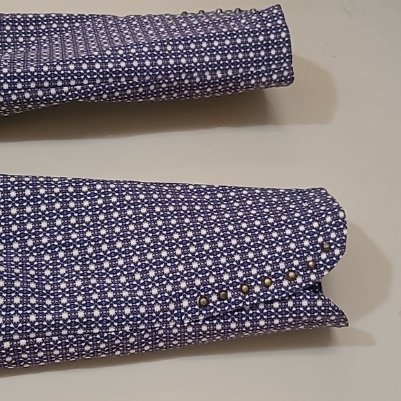 Verve Blues Cream Blue Geometric Print Ankle Pants Sz 6 - Picture 5 of 5